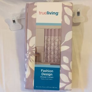 True Living Purple w/white flowers Shower Curtain